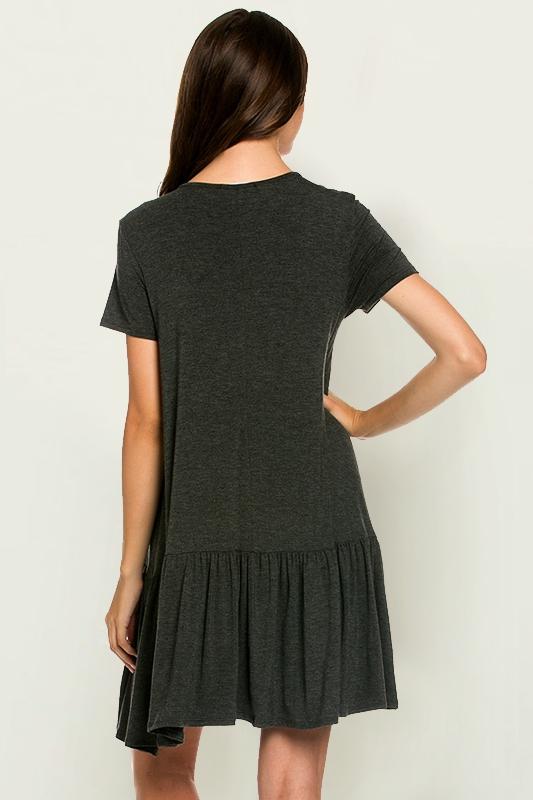 LOLA RUFFLE BOTTOM JERSEY KNIT DRESS Small LOLA RUFFLE BOTTOM JERSEY KNIT DRESS Small