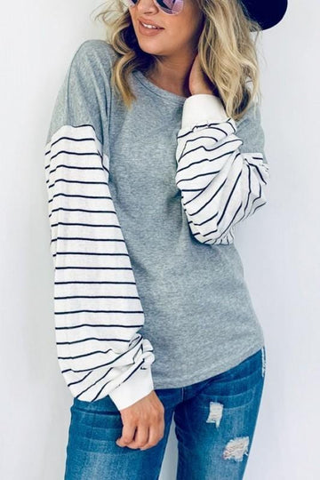 REESE STRIPED SLEEVES TOP (CURVE COLLECTION)