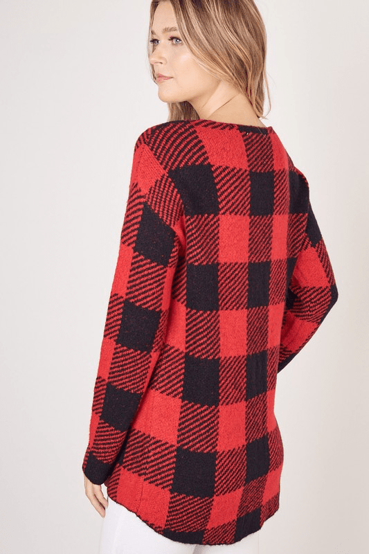 RED & BLACK BUFFALO PLAID SWEATER