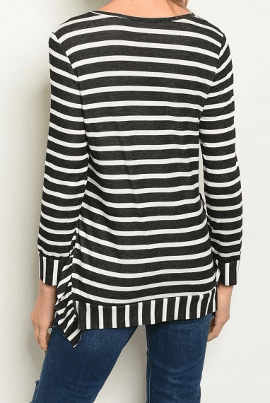 KATIE STRIPES WITH SIDE RUFFLE